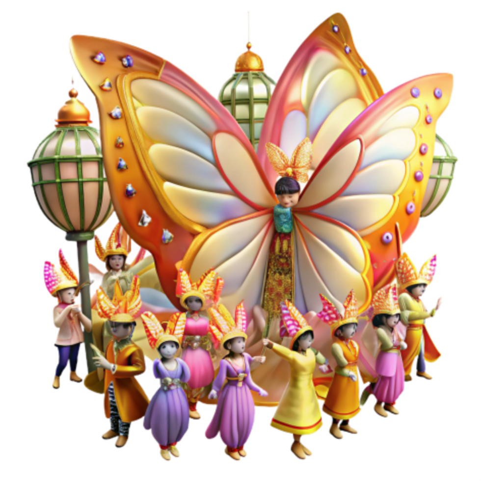 extraordinary abstract Enchanted Butterfly Festival Fantasy Parade of Whimsical Creatures authentic png