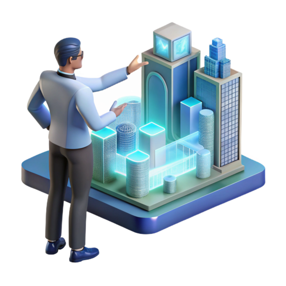 wonderful rustic Smart City Design Interactive 3D Model of Urban Development professional png