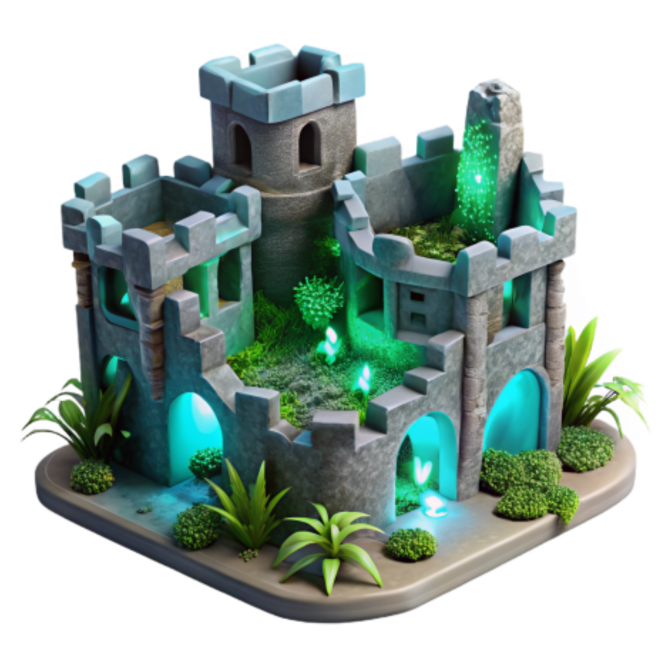 extraordinary vintage Enchanted Ruins A Mystical Stone Castle detailed png