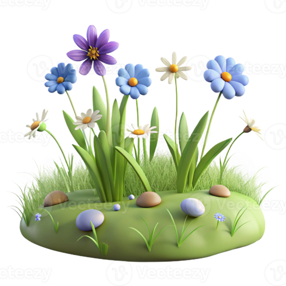 dramatic artistic 3D Cartoon Flower Garden Illustration original png