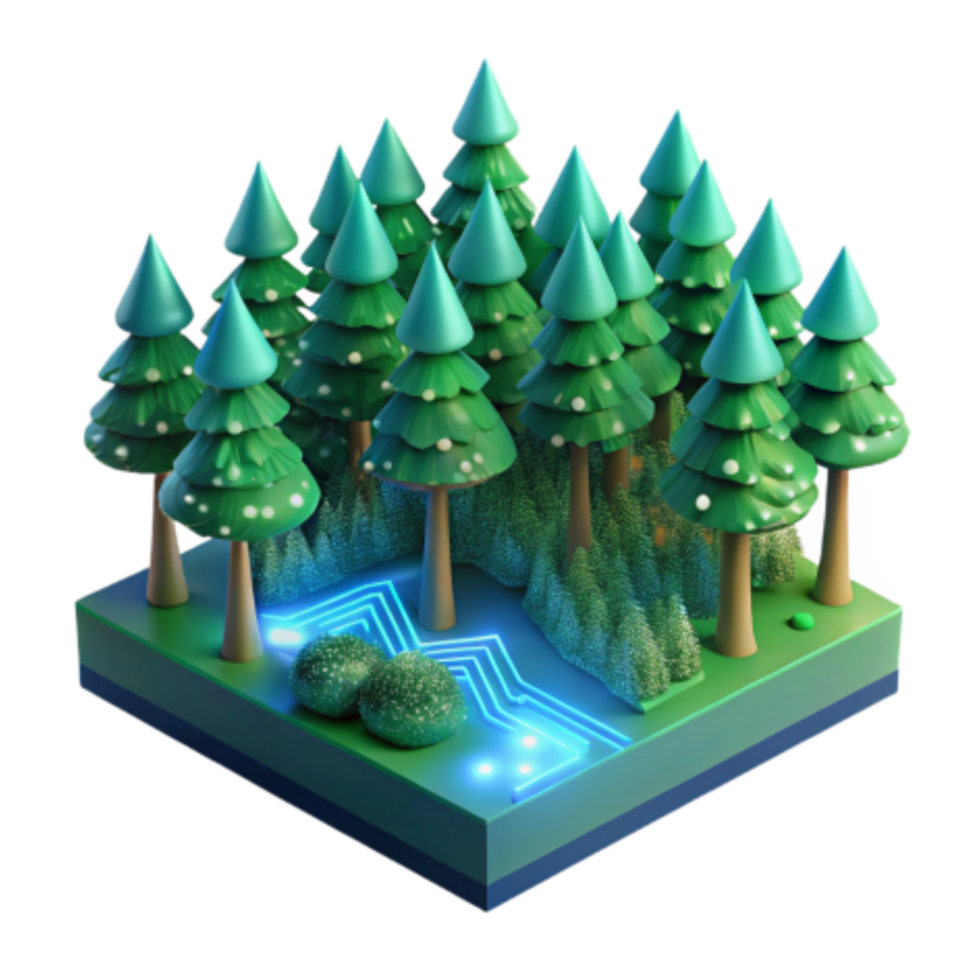 magnificent artistic Smart Forest Digital Ecosystem Monitoring detailed png