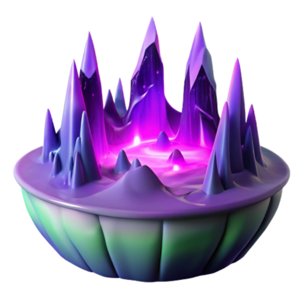 wonderful contemporary Glowing Crystal Peaks in a Mystical Bowl premium png