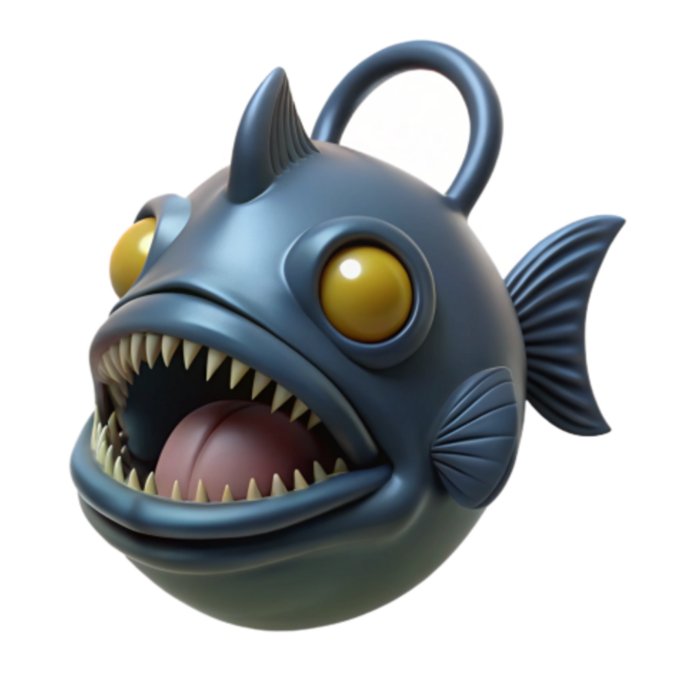 vibrant minimalist 3D Model of a Cartoon Anglerfish exclusive png