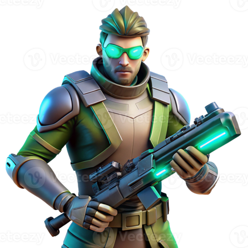 extraordinary abstract Futuristic Soldier 3D Render original png