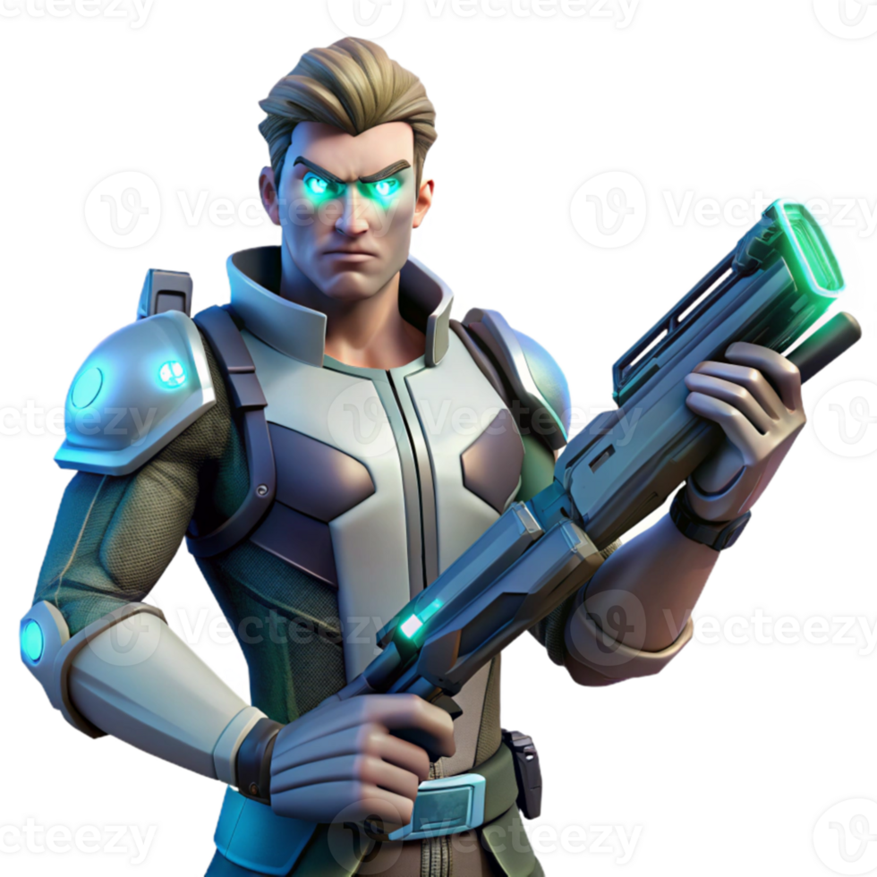 stunning artistic Sci Fi Soldier 3D Render high quality png