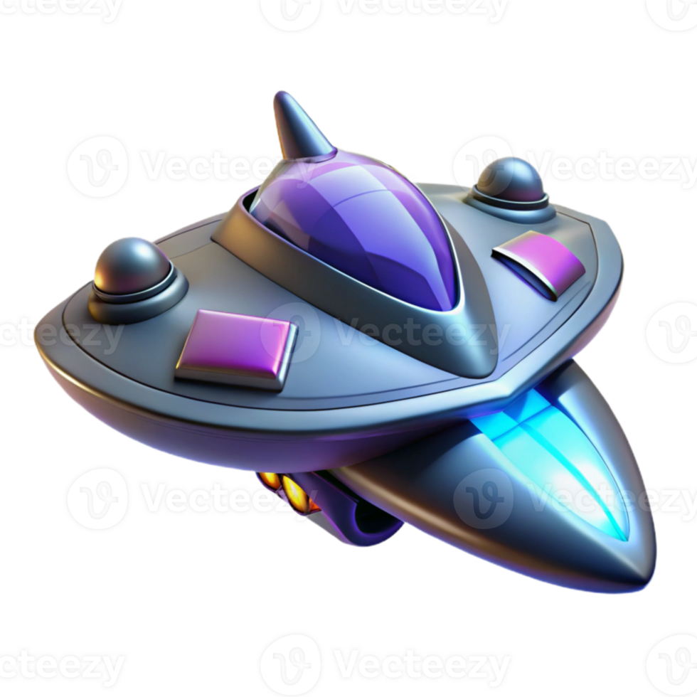 beautiful minimalist Futuristic Spaceship 3D Render original png