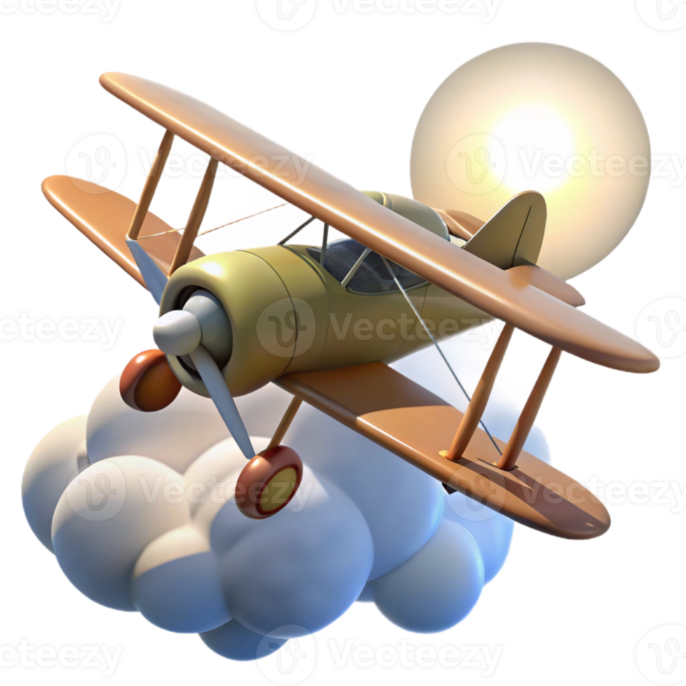 magnificent abstract 3D Render Biplane Soaring Above Clouds professional png