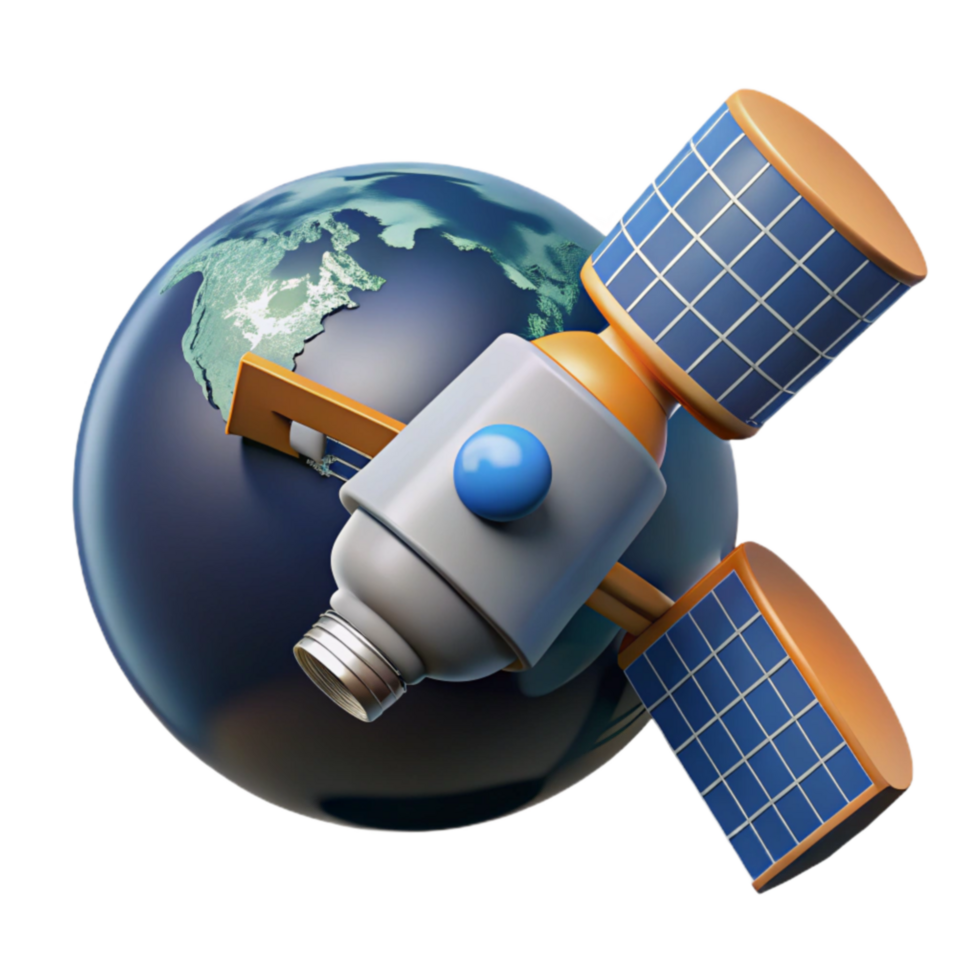 serene artistic Satellite Orbiting Earth Global Communication Exploration authentic png