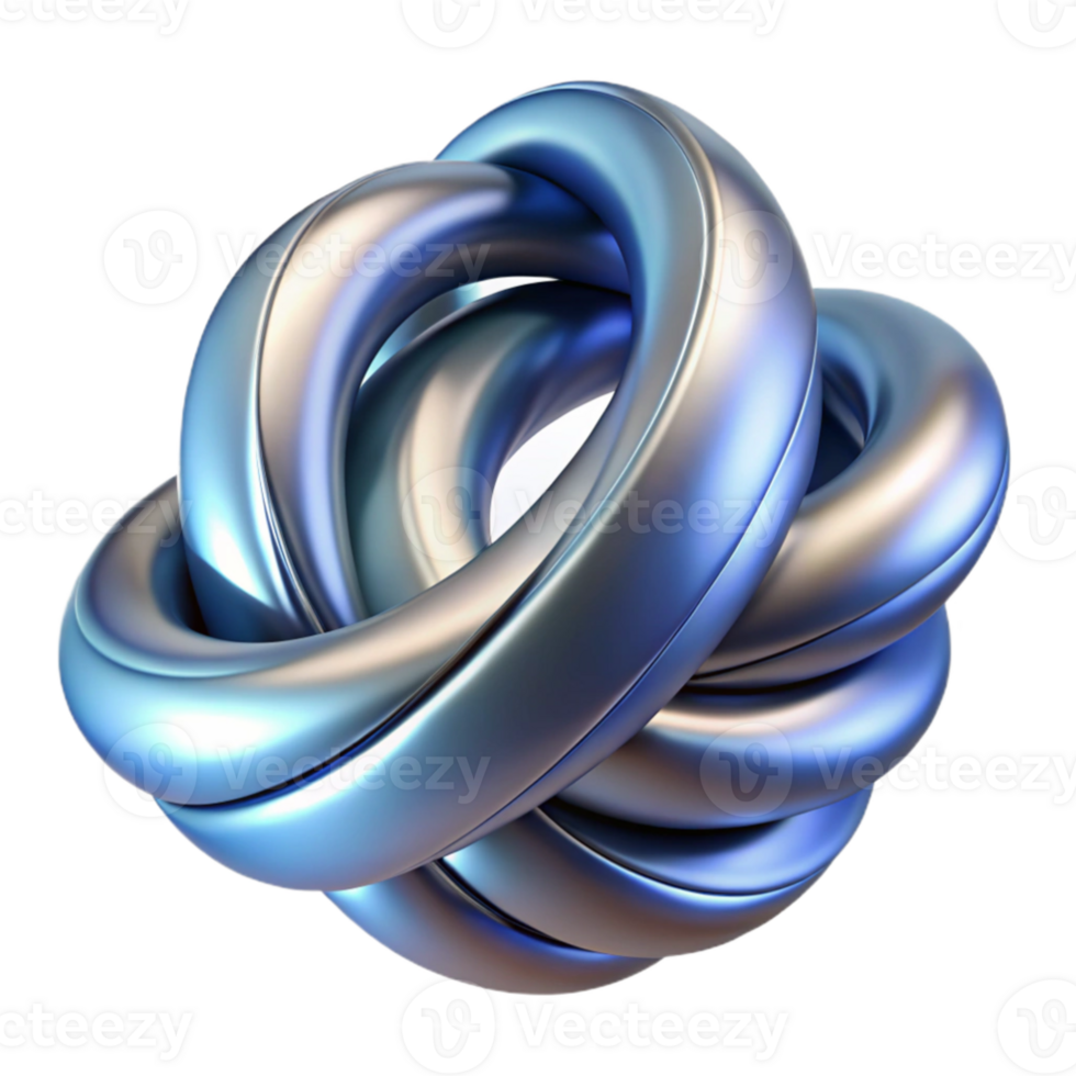 magnificent modern 3D Render Blue Metallic Knot Abstract professional png
