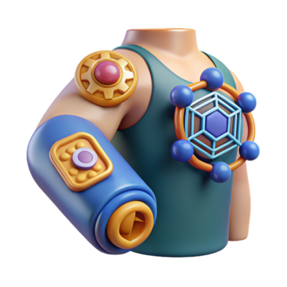 dramatic artistic 3D Render Futuristic Character with Tech Arm high quality png