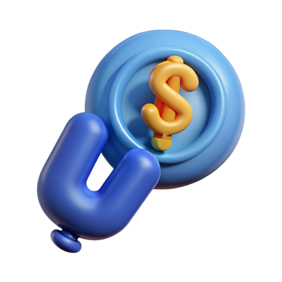 vibrant minimalist 3D Render Dollar Sign in a Blue Coin authentic png