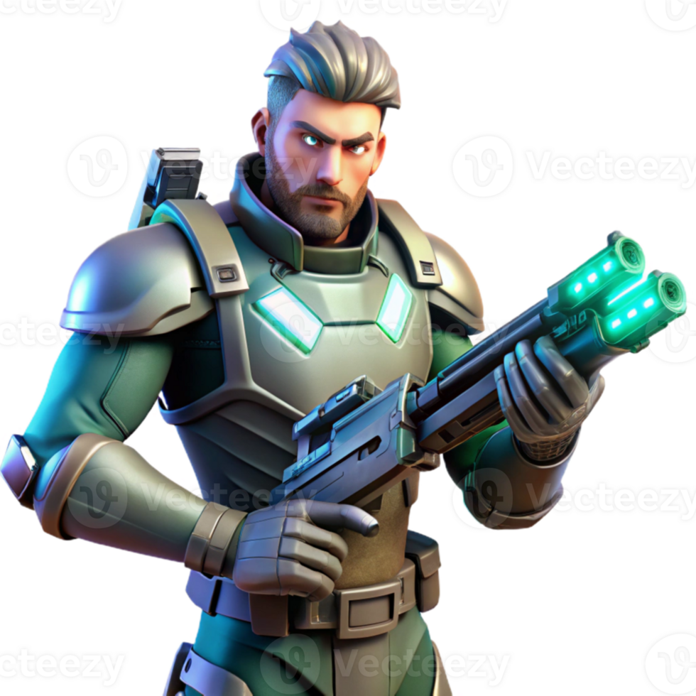 wonderful rustic Futuristic Soldier 3D Render exclusive png