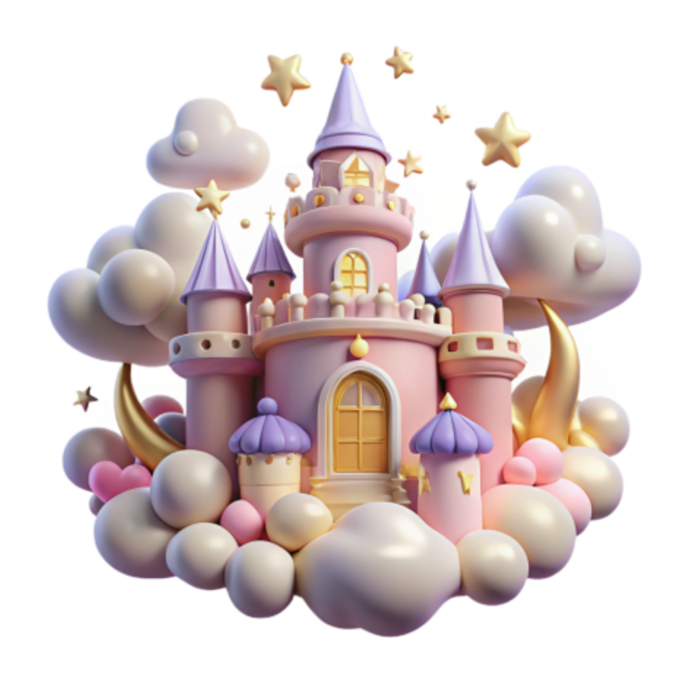 impressive creative Enchanted Castle in Dreamy Clouds high quality png