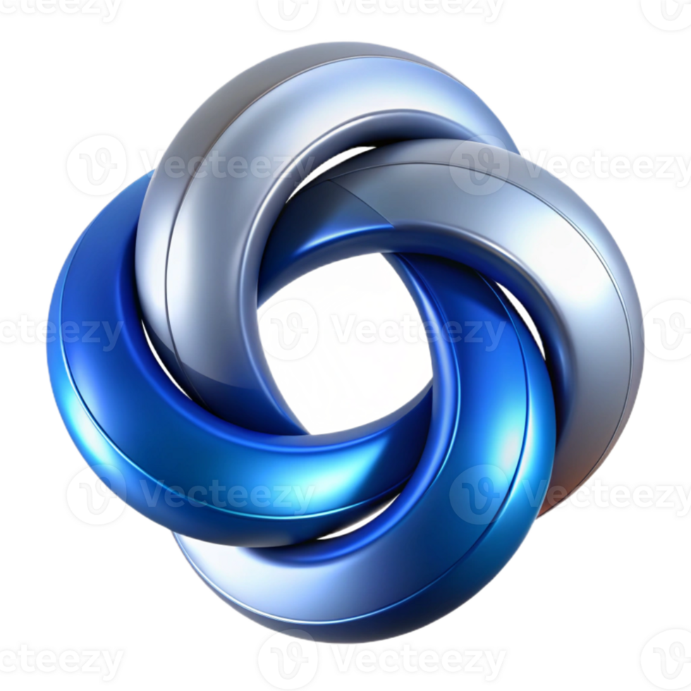 impressive rustic Abstract 3D Blue and Silver Interlocking Rings Background high resolution png