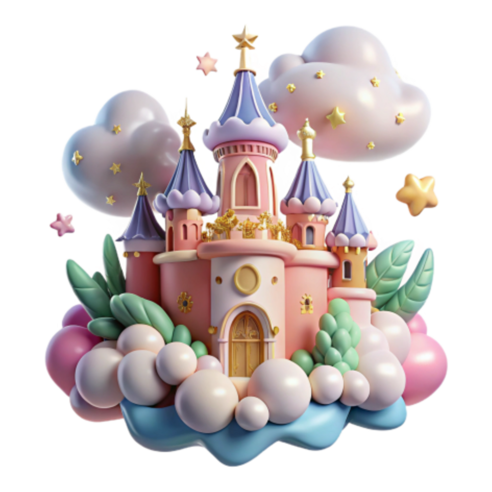 stunning creative Enchanted Castle in Dreamland 3D Render original png