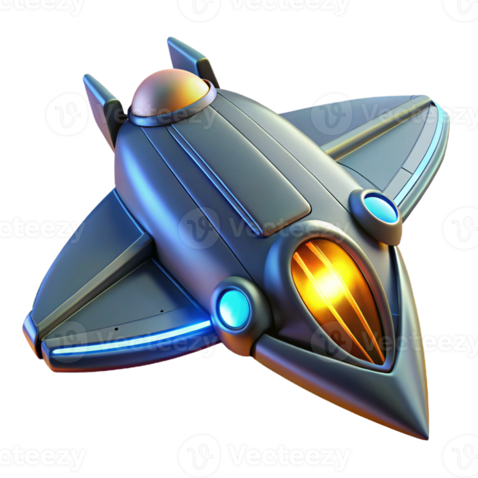 dramatic artistic Futuristic Spaceship 3D Render authentic png