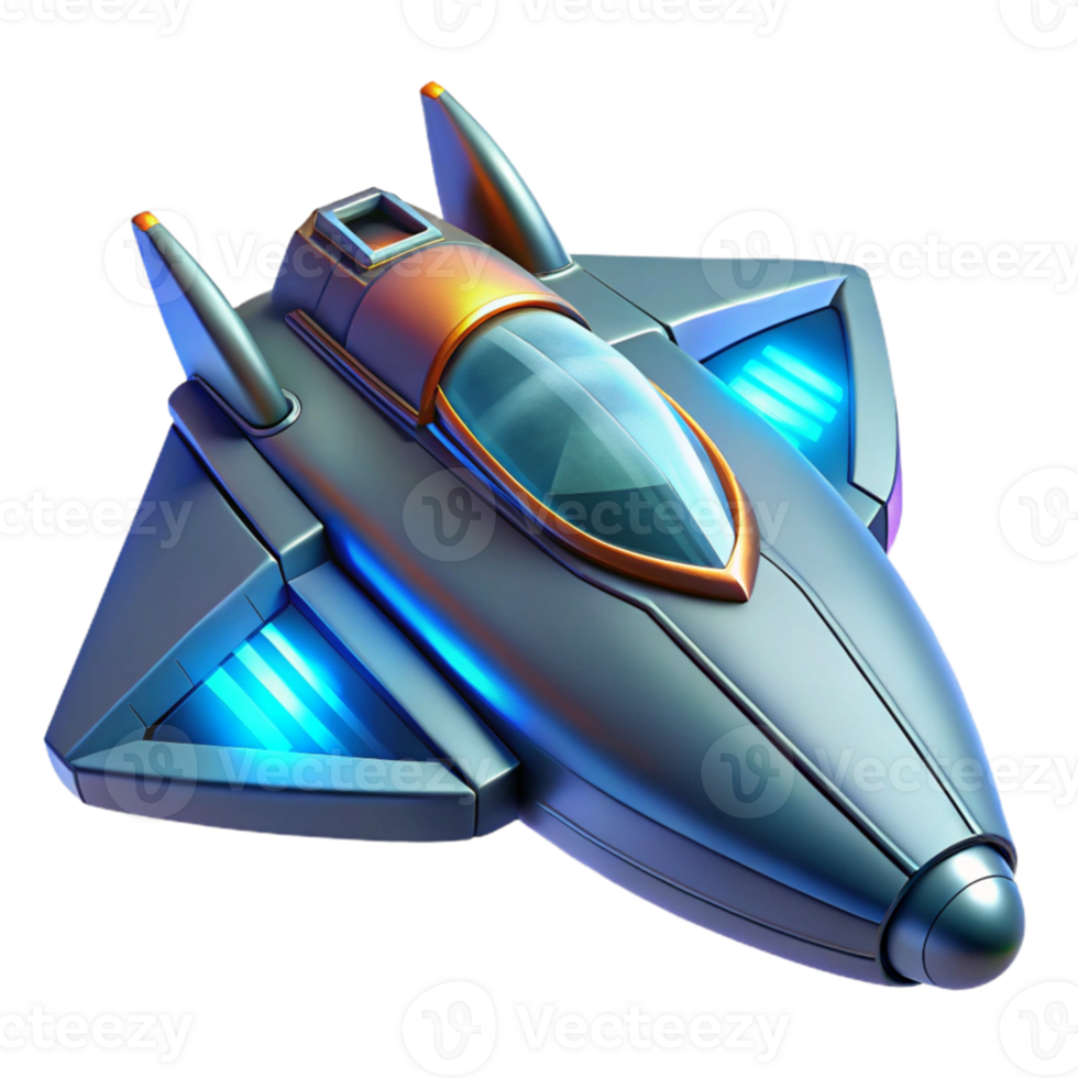 extraordinary minimalist Futuristic Spaceship 3D Render original png