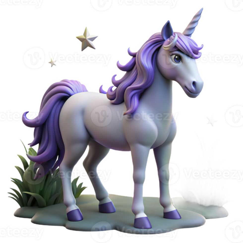 magnificent vintage Cute Unicorn 3D Render premium png