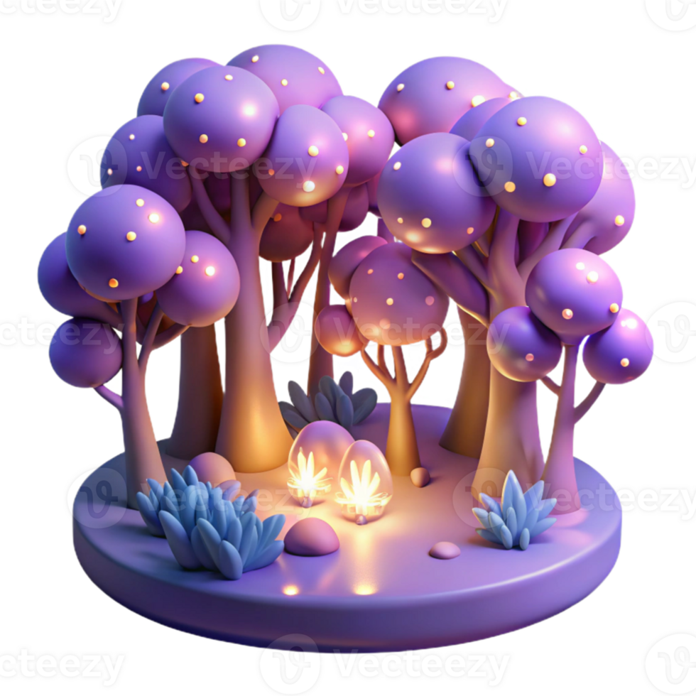 magnificent abstract Enchanted 3D Forest Illustration detailed png