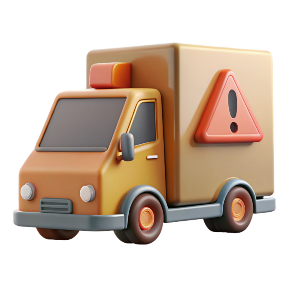 serene minimalist Delivery Truck with Warning Sign Urgent Package Alert high resolution png