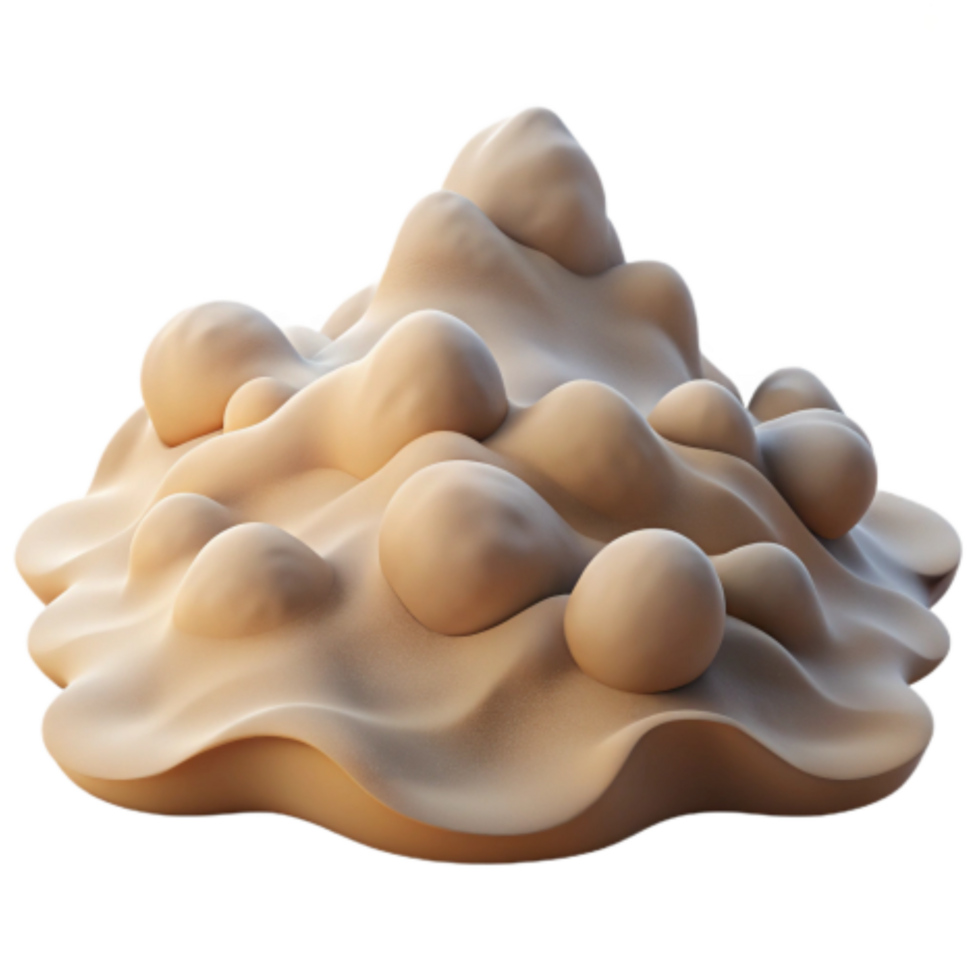 vibrant minimalist Abstract 3D Render Organic Form, Beige Texture high resolution png