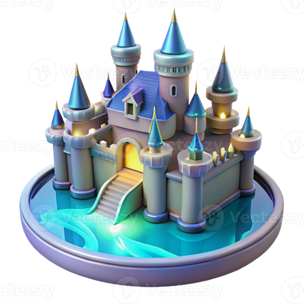 vibrant rustic Enchanted 3D Castle Illustration exclusive png