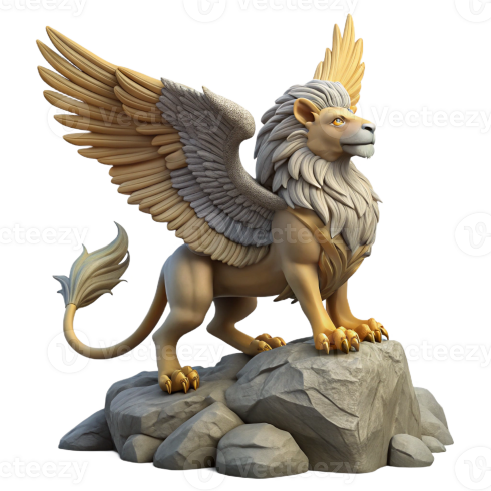 impressive rustic Majestic Griffin 3D Render professional png