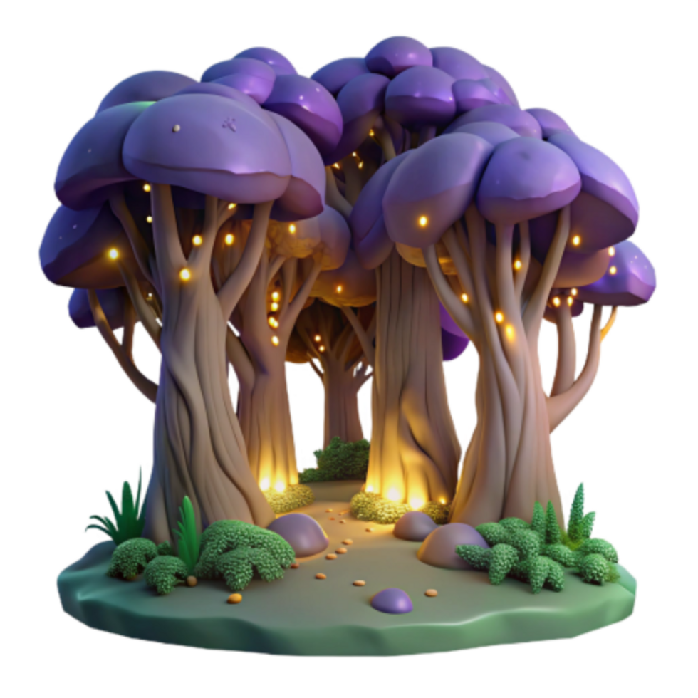 serene creative Enchanted Glowing Mushroom Forest Path high resolution png