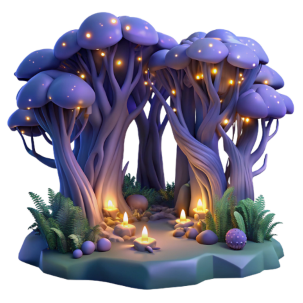 stunning contemporary Enchanted Glow Mystical Forest Scene with Candles exclusive png