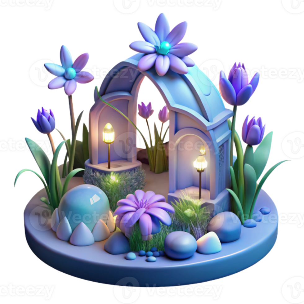 dramatic minimalist Enchanted 3D Garden Illustration genuine png