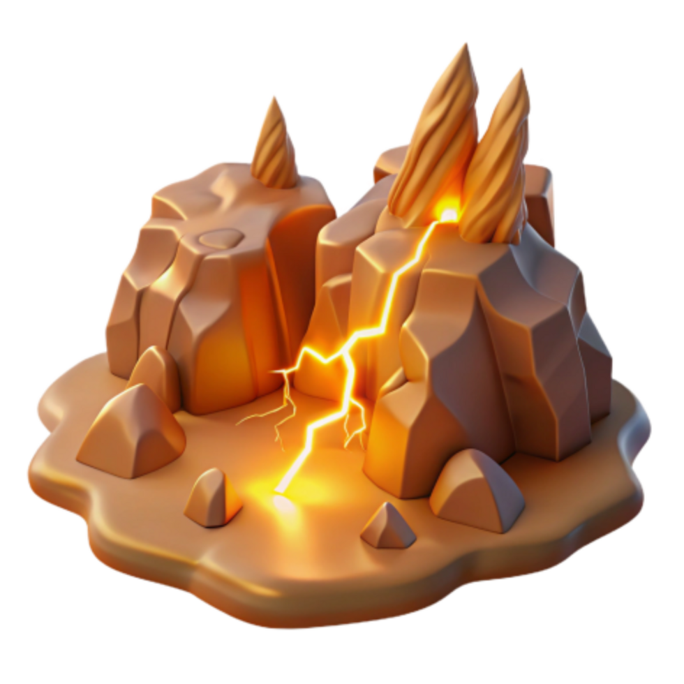beautiful rustic Volcanic Lightning 3D Render of Rocky Landscape exclusive png