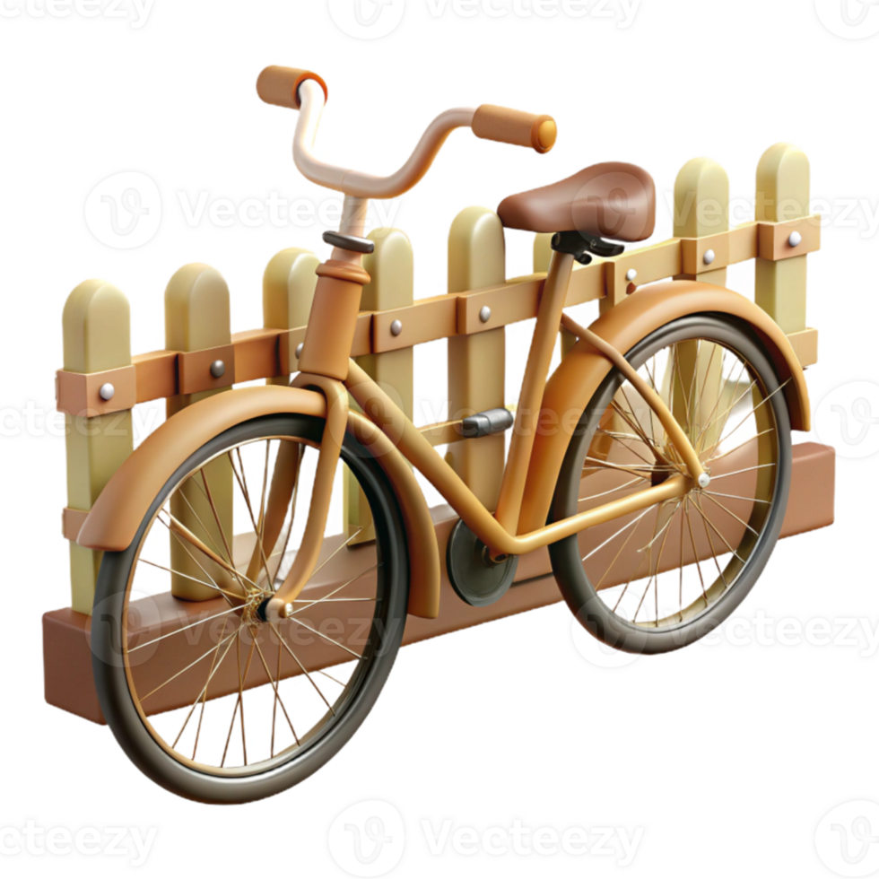 elegant rustic 3D Render of a Vintage Bicycle by a Fence genuine png
