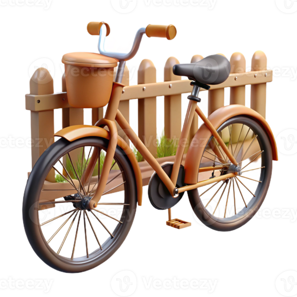 extraordinary minimalist Cartoon Bicycle 3D Render authentic png