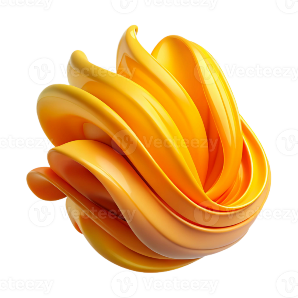 magnificent contemporary Abstract 3D Yellow Swirls Render high resolution png