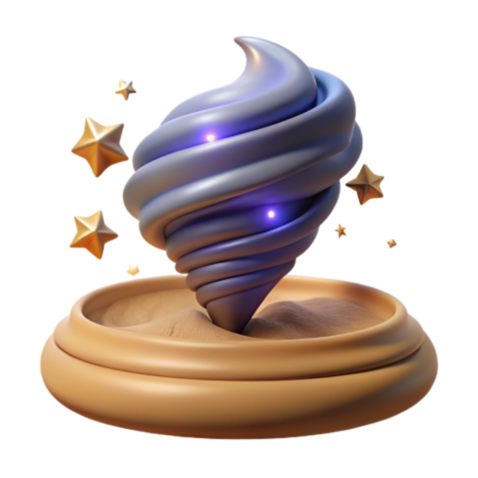 beautiful modern Whimsical Swirl 3D Render of Abstract Art authentic png