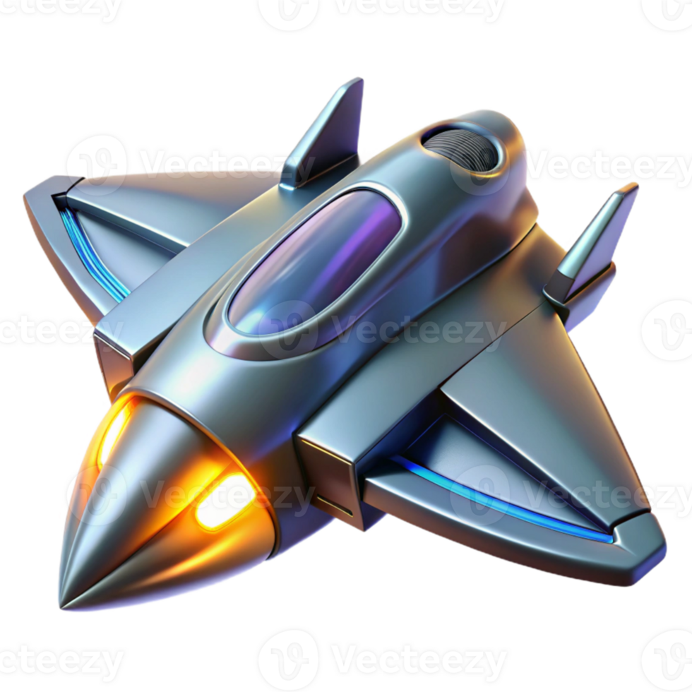 beautiful traditional Futuristic Spaceship 3D Render authentic png