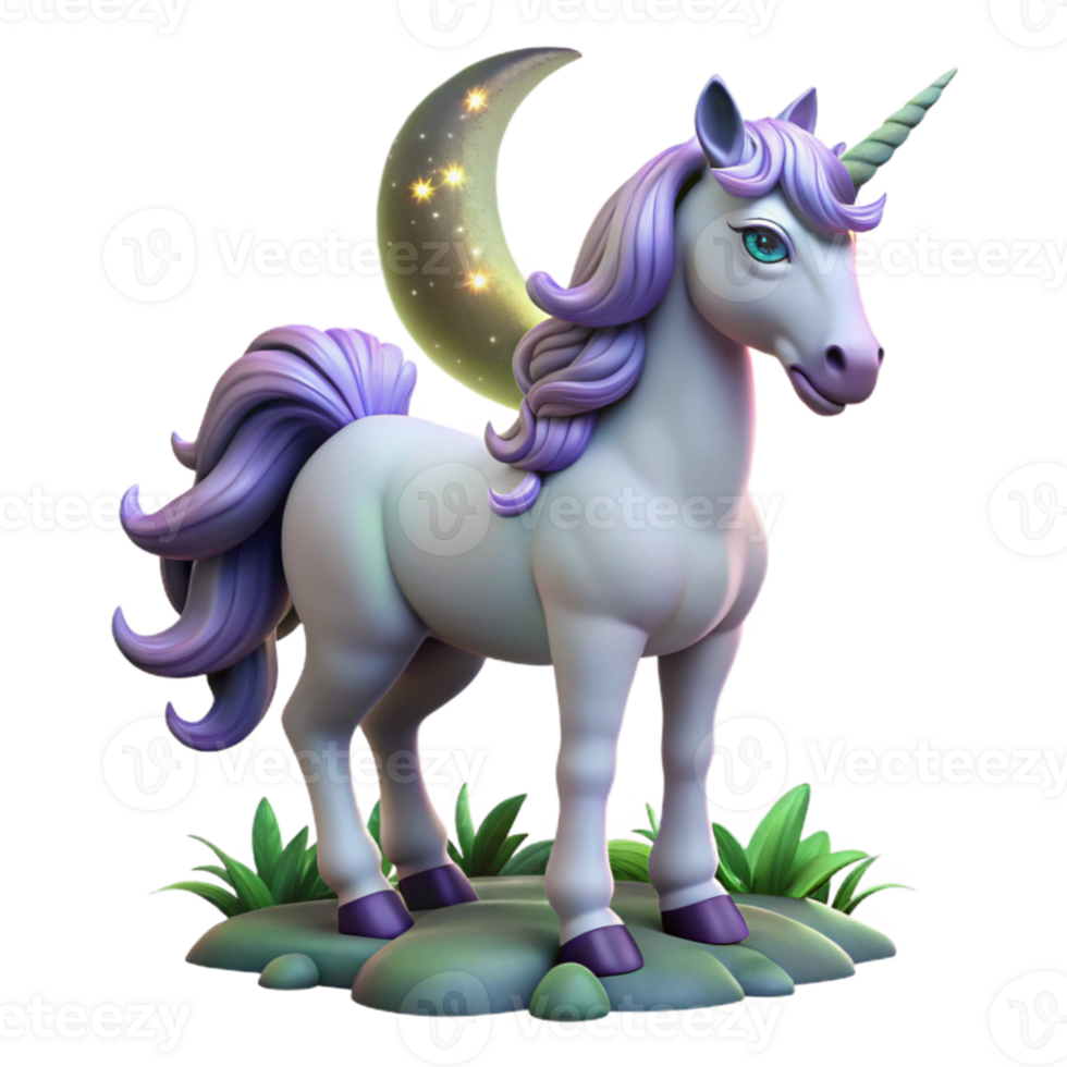 vibrant minimalist Magical Unicorn 3D Render 4K png