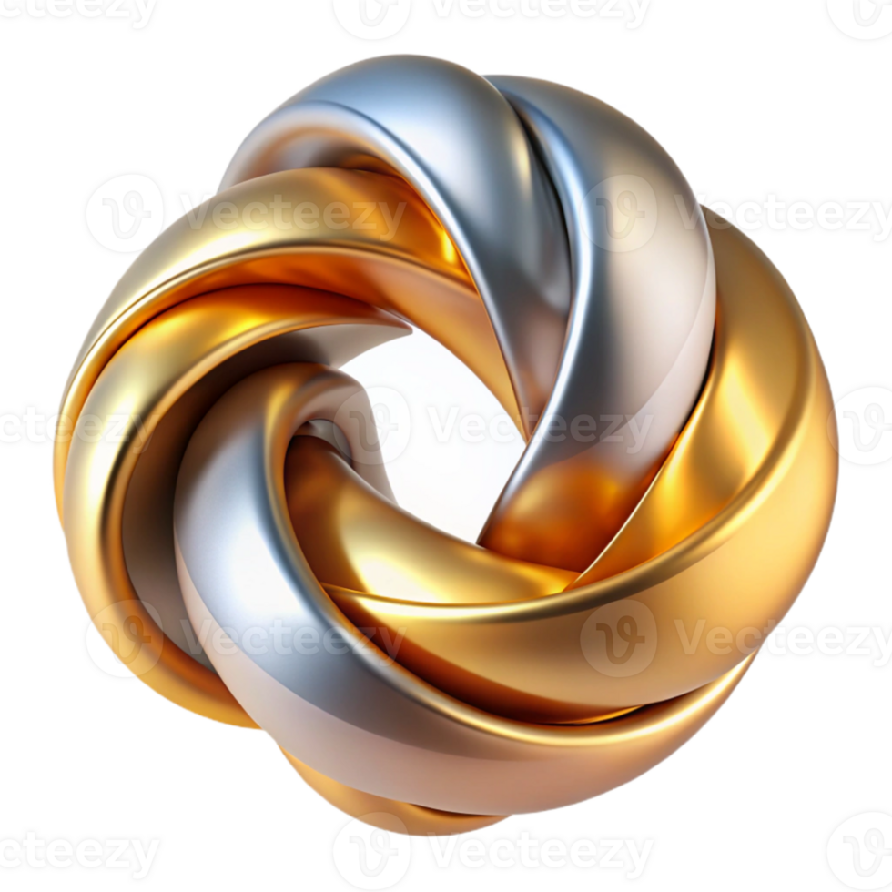 dramatic abstract Abstract 3D Gold Silver Knot Illustration high resolution png