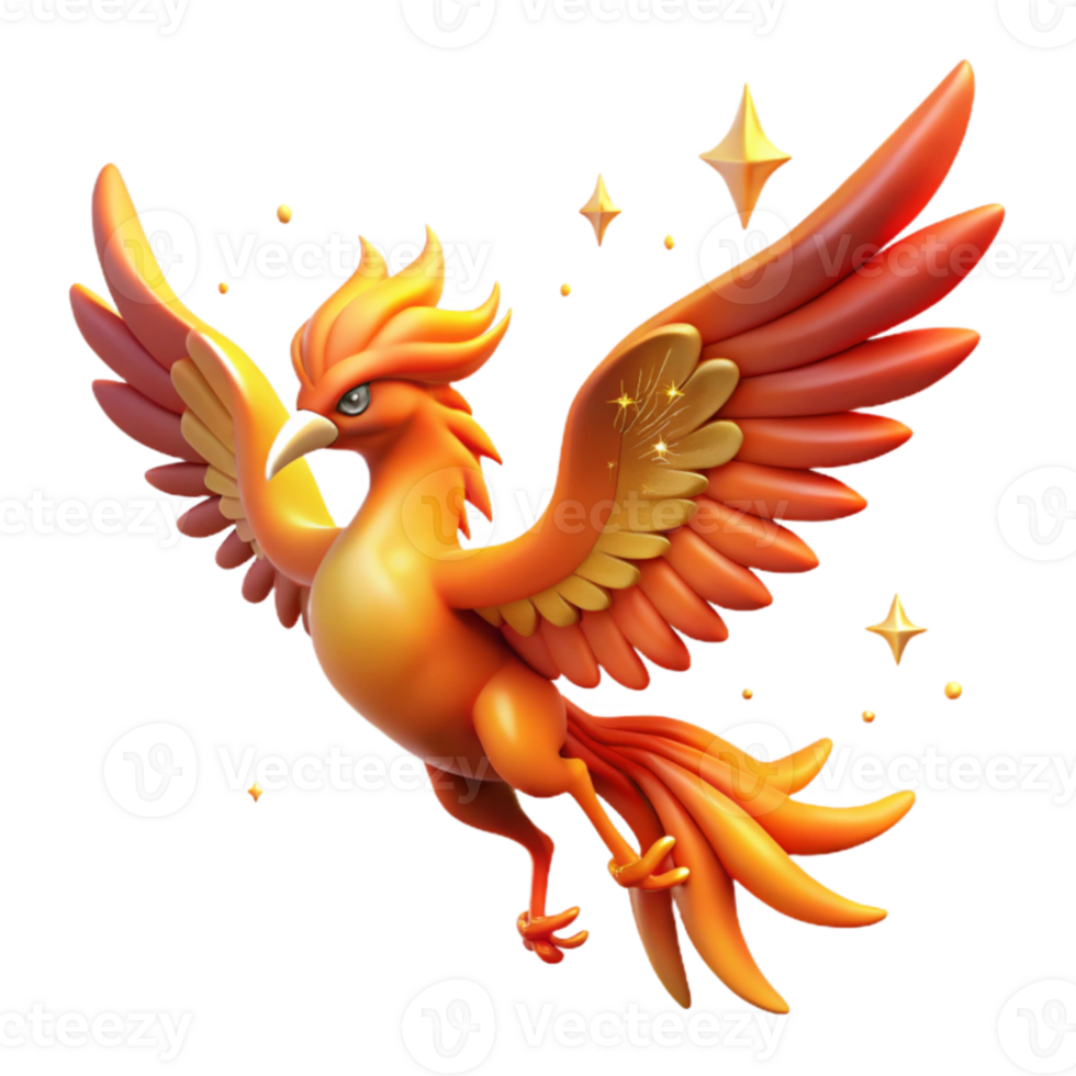magnificent rustic 3D Render Fiery Phoenix Illustration high resolution png