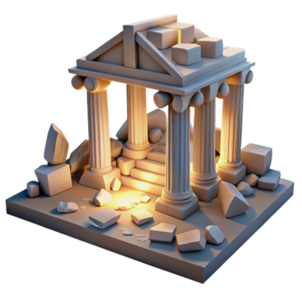 impressive artistic Ruined Temple 3D Model Ancient Architecture, Stone Columns, Debris premium png