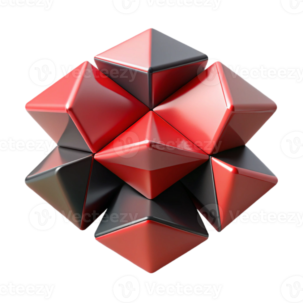 magnificent modern Red and Black 3D Geometric Abstract Background genuine png