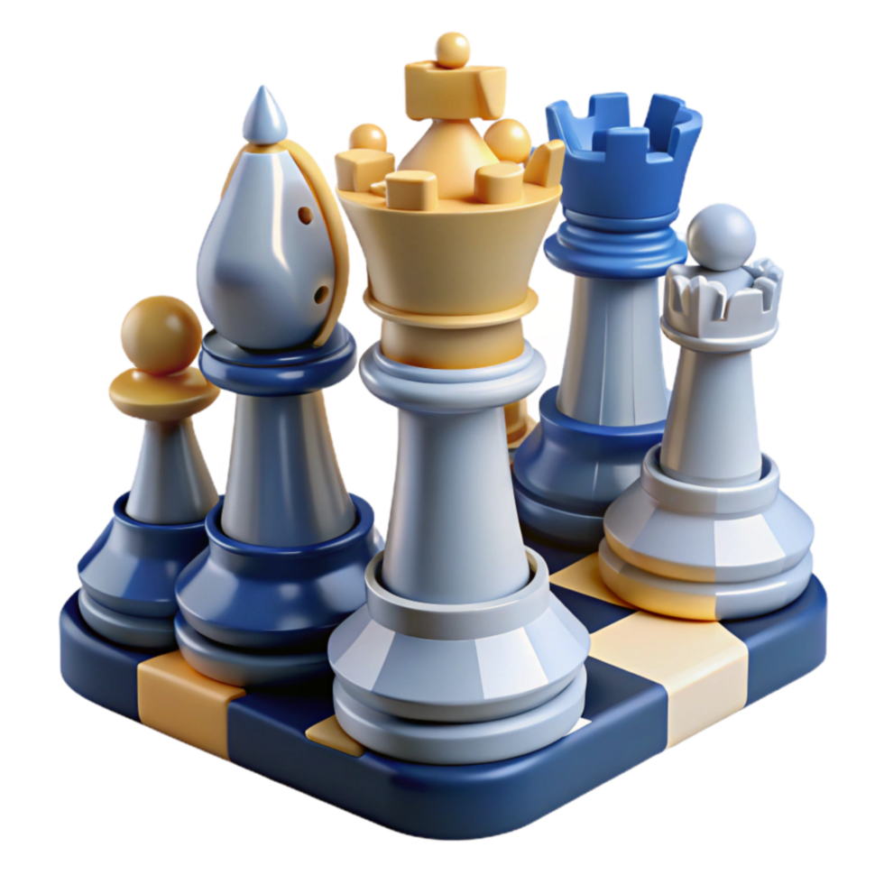 beautiful vintage Strategic Chess Pieces on Board A 3D Render authentic png
