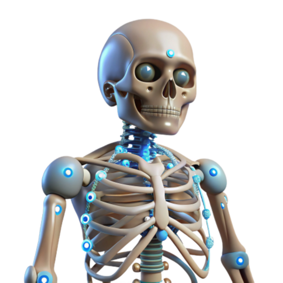 wonderful modern Cybernetic Skeleton 3D Render of Robotic Bone Structure authentic png