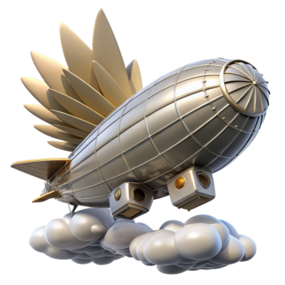beautiful contemporary Airship with Wings Fantasy Flight Concept Art original png