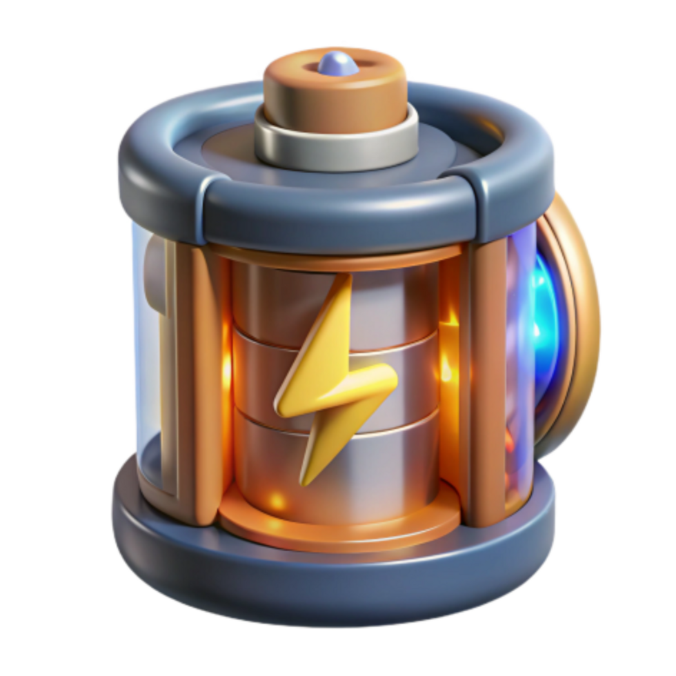 extraordinary traditional Powerful Energy Core 3D Render of Futuristic Battery detailed png