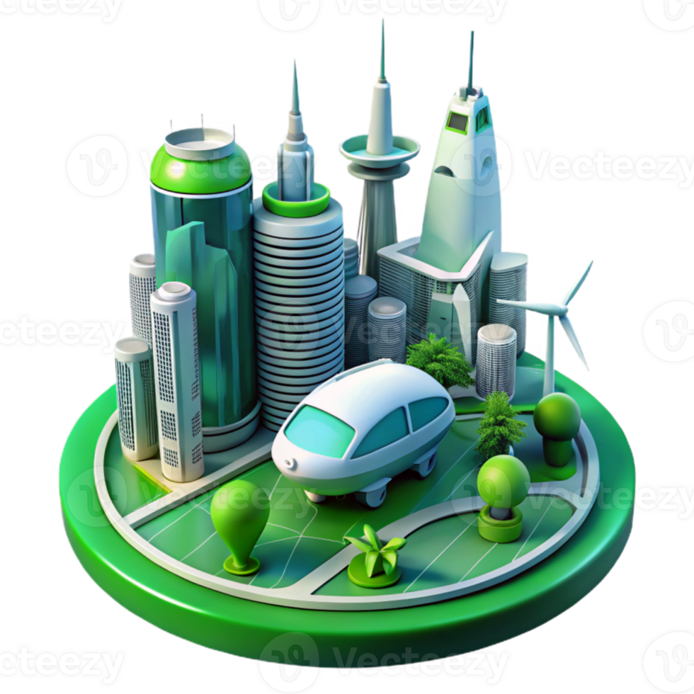 impressive creative Eco Friendly Cityscape 3D Illustration genuine png