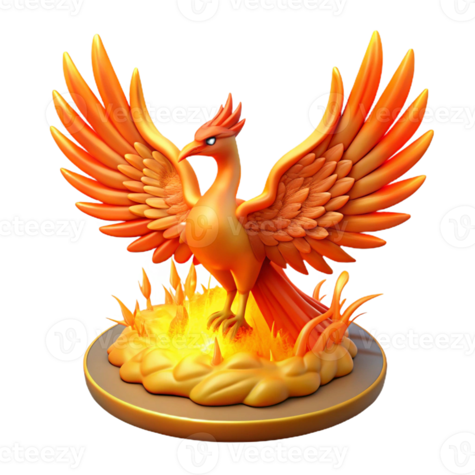 vibrant artistic 3D Render of a Mythical Phoenix Bird 4K png