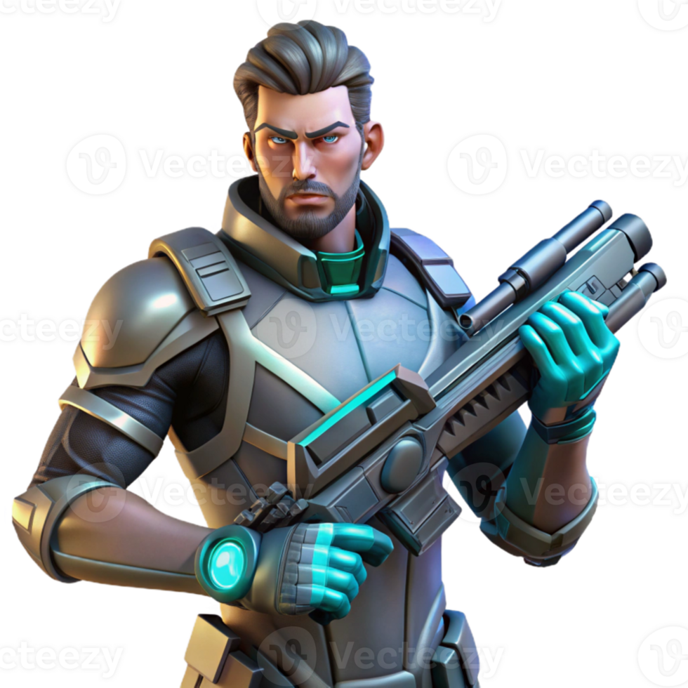 stunning modern Futuristic Soldier 3D Render original png