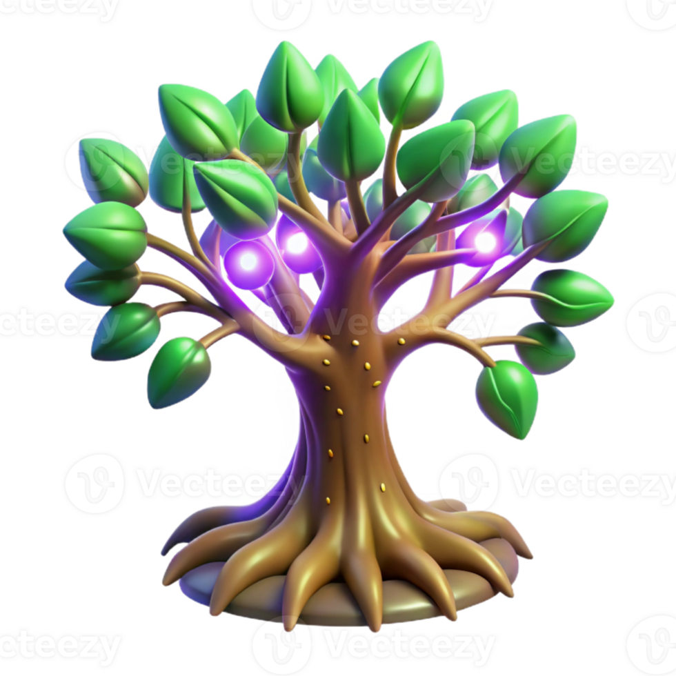 impressive traditional Glowing Fantasy Tree 3D Render exclusive png