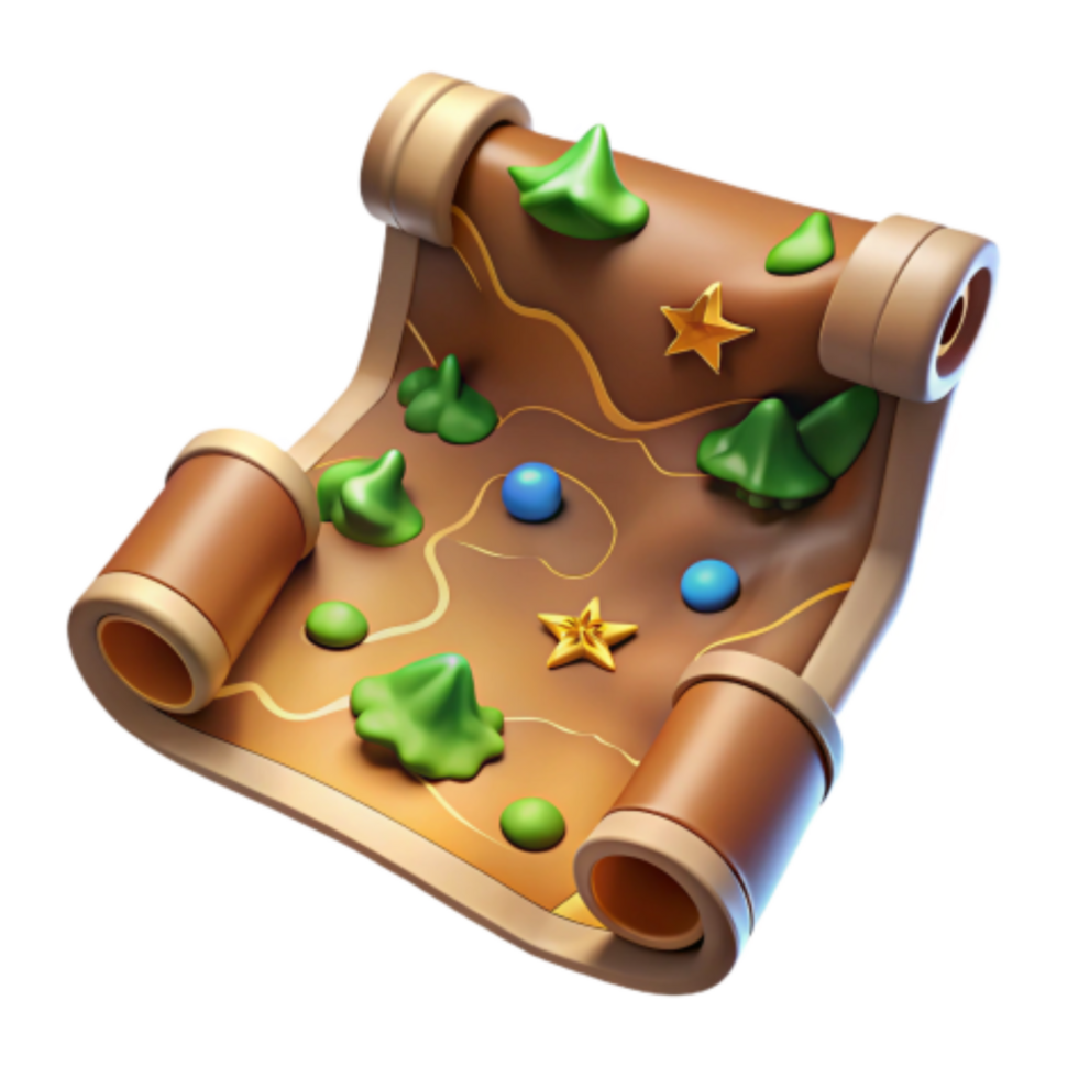 elegant abstract 3D Cartoon Treasure Map Adventure Awaits professional png
